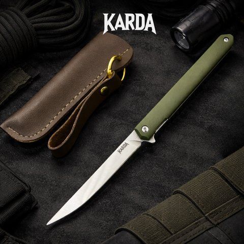 Ніж складний Karda J097 army green handle drop blade 1548 фото
