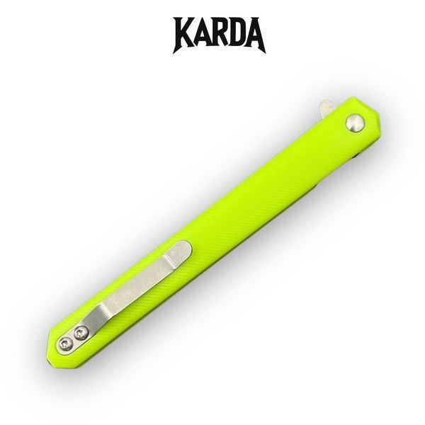 Ніж Складаний KARDA SPARK J097 lime green handle drop blade 1546 фото