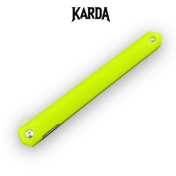 Ніж Складаний KARDA SPARK J097 lime green handle drop blade 1546 фото