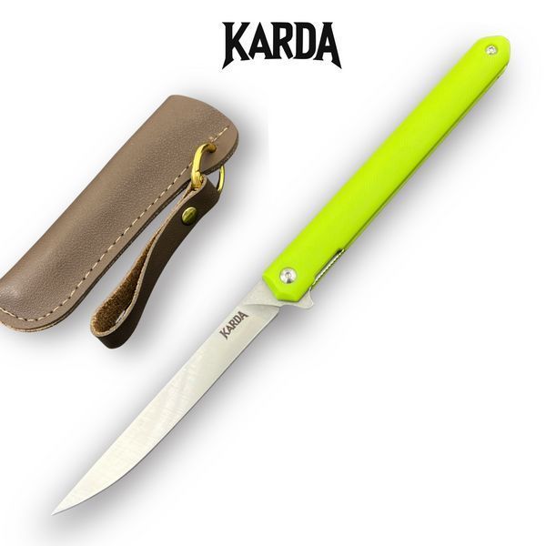 Ніж Складаний KARDA SPARK J097 lime green handle drop blade 1546 фото