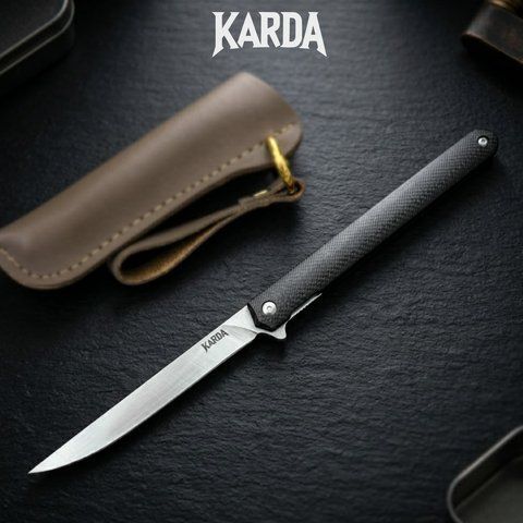 Ніж складний Karda J097 black handle drop blade 1542 фото