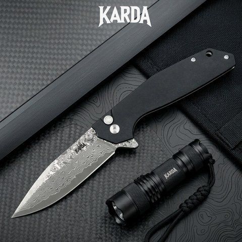 Ніж Складаний Karda J284 Black Damascus J284B фото